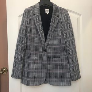 GAP plaid one button boyfriend blazer